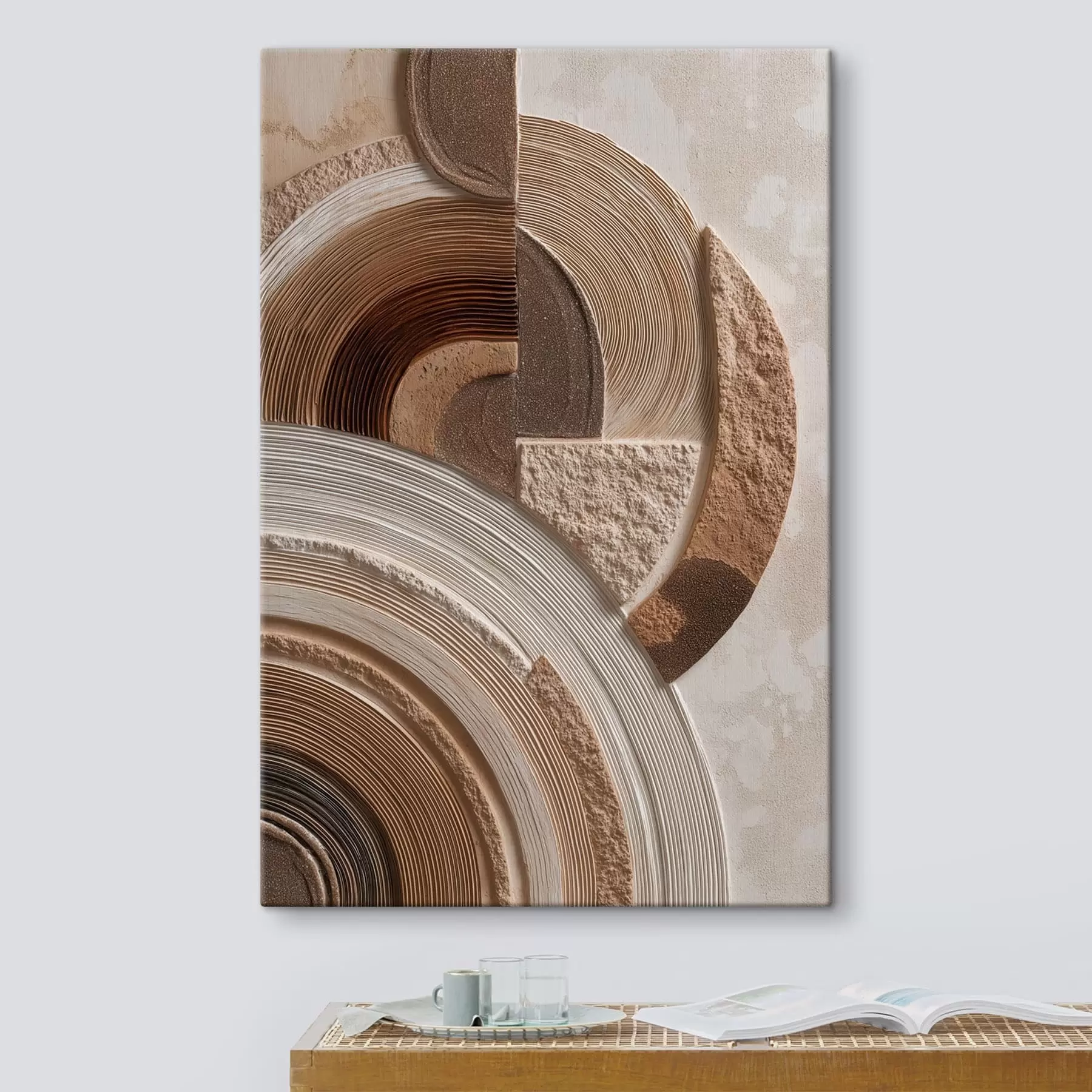 Tableau Cercles abstraits aux textures variées s49685