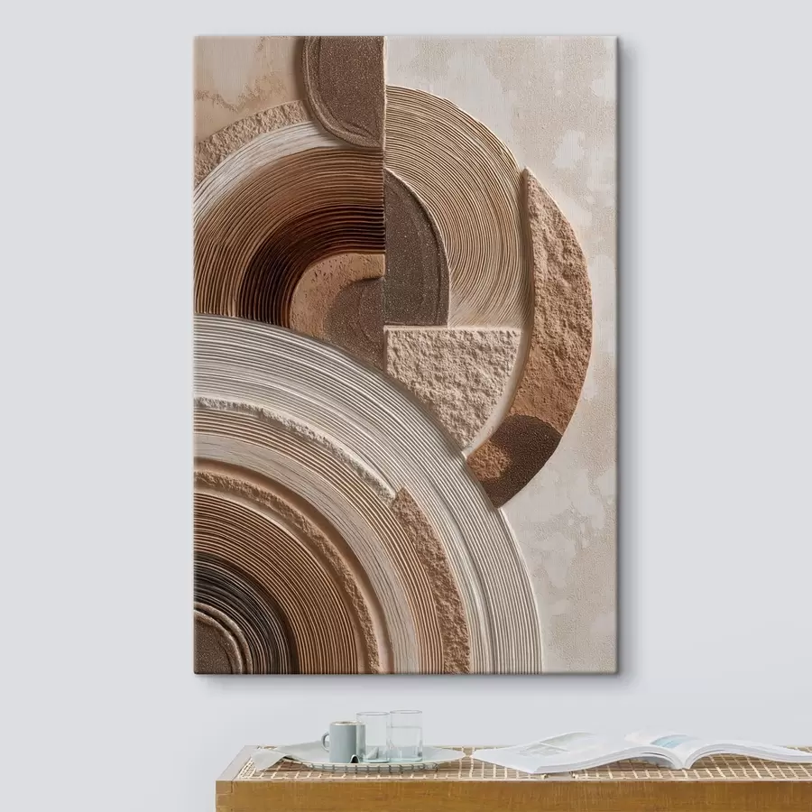 Tableau Cercles abstraits aux textures variées s49685