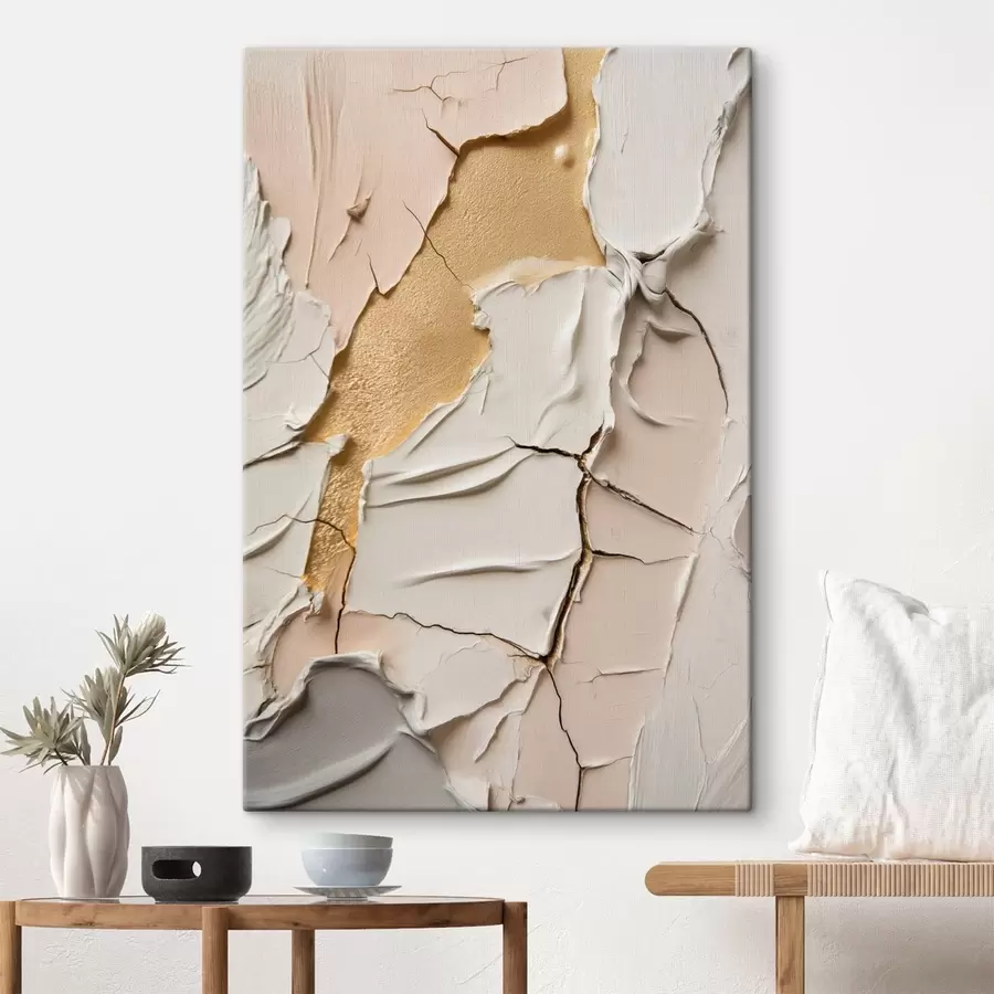 Tableau Surfaces claires et texturées, parsemées de fissures marquées s49686