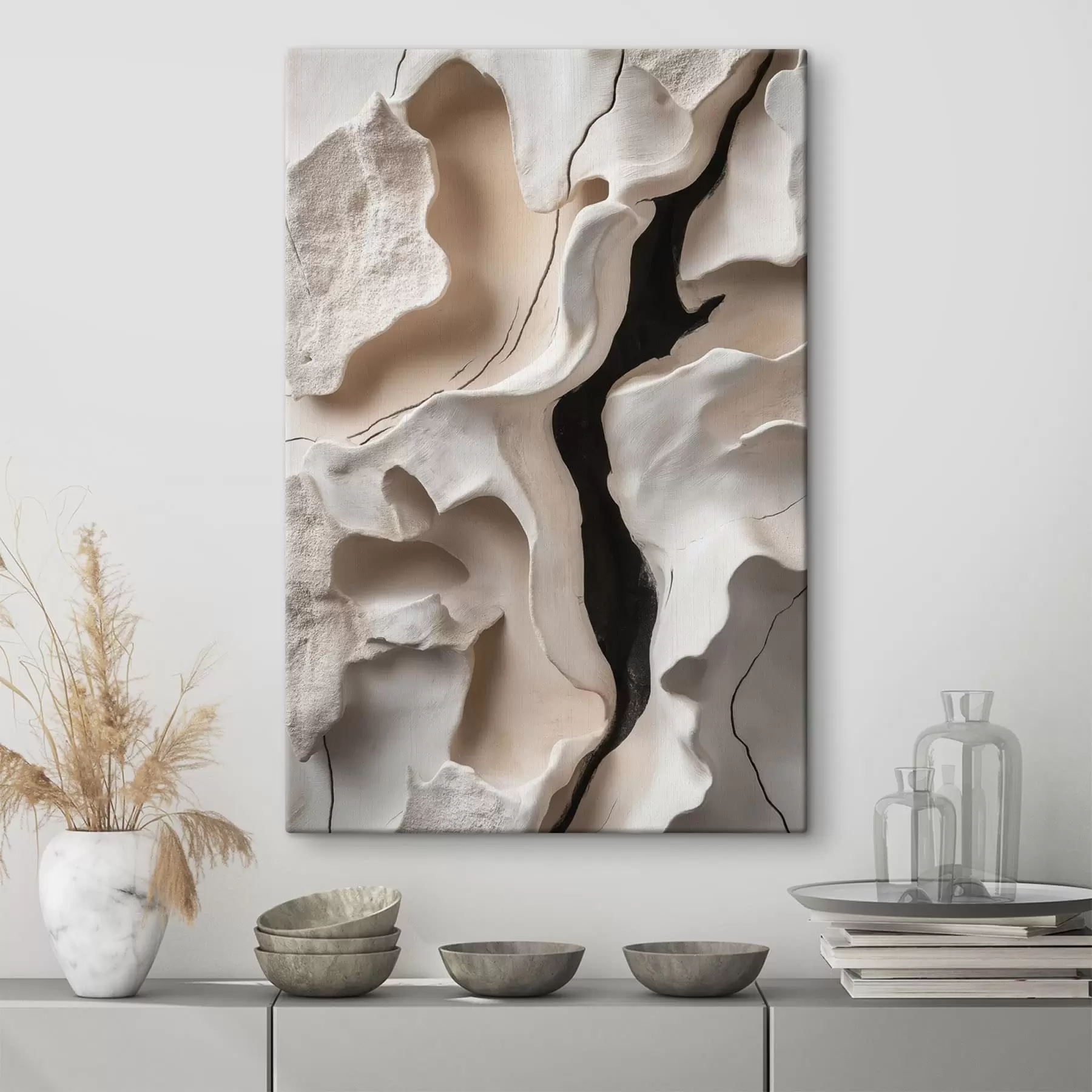 Tableau Relief abstrait aux formes organiques légères s49687