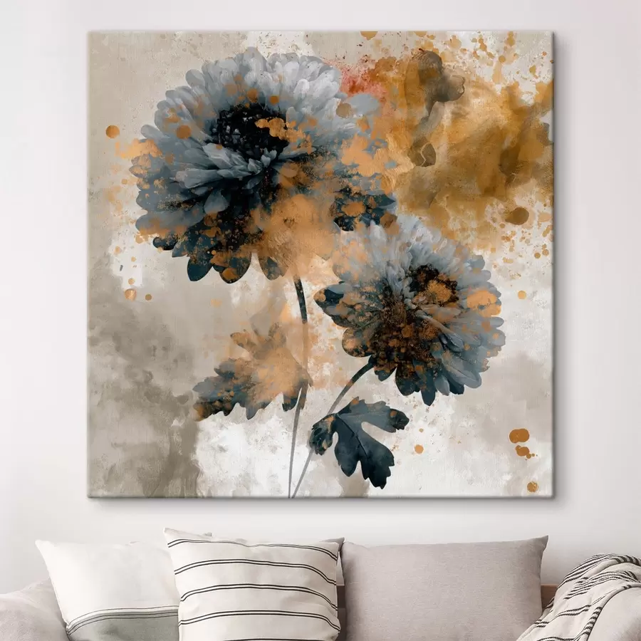 Tableau Fleurs stylisées agrémentées de touches décoratives s49693