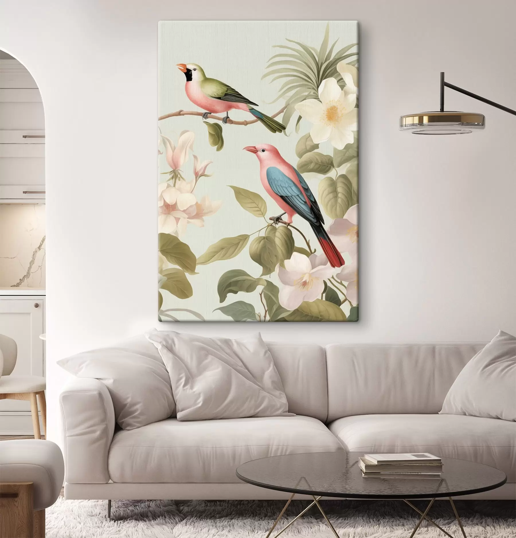 Tableau Un colibri dans un jardin en fleurs s49733