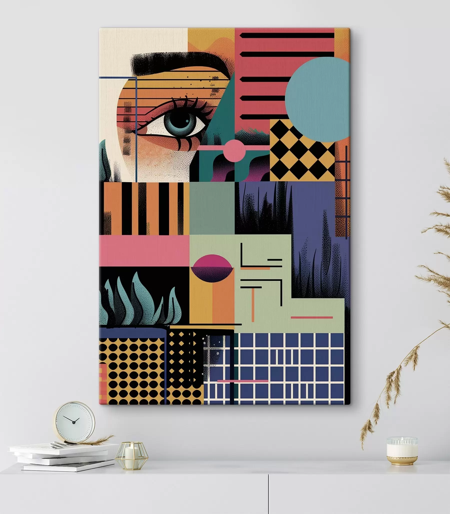 Tableau Art pop abstrait géométrique s49739