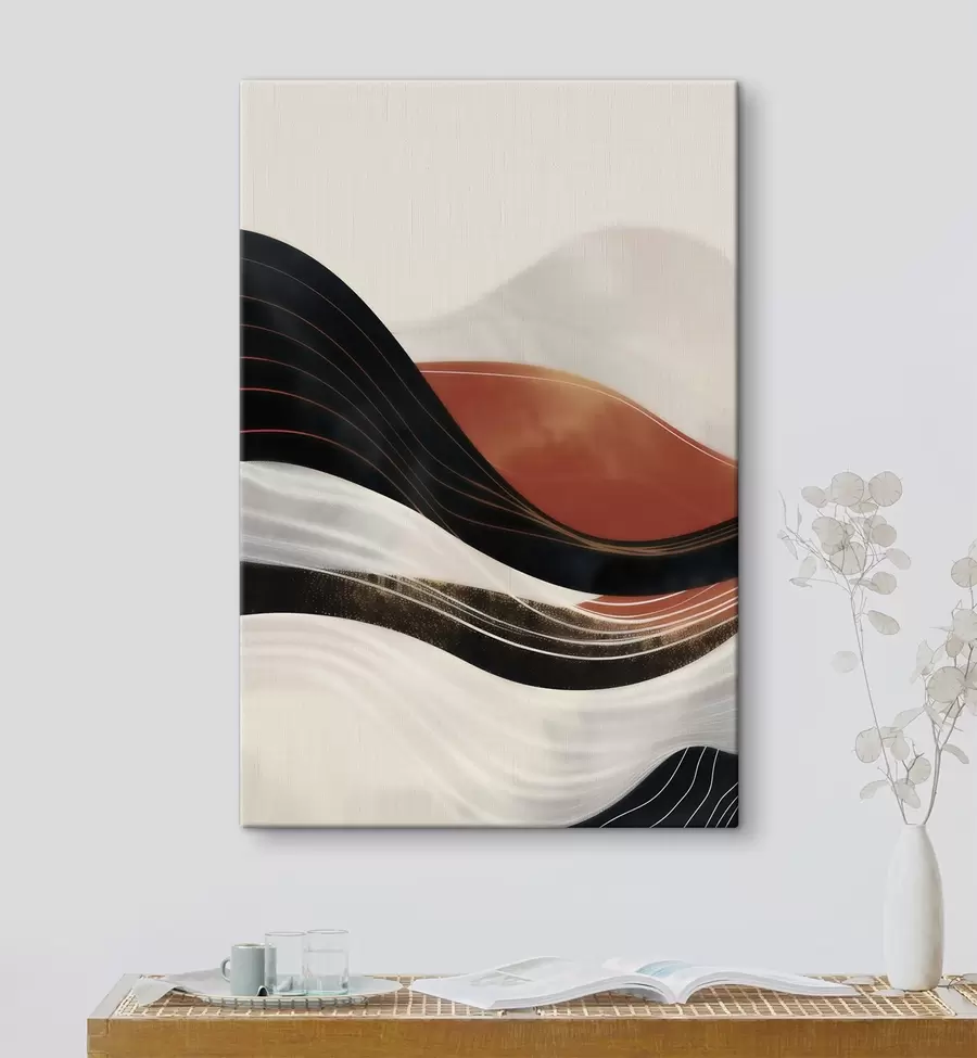 Tableau Vagues abstraites en terre cuite s49740
