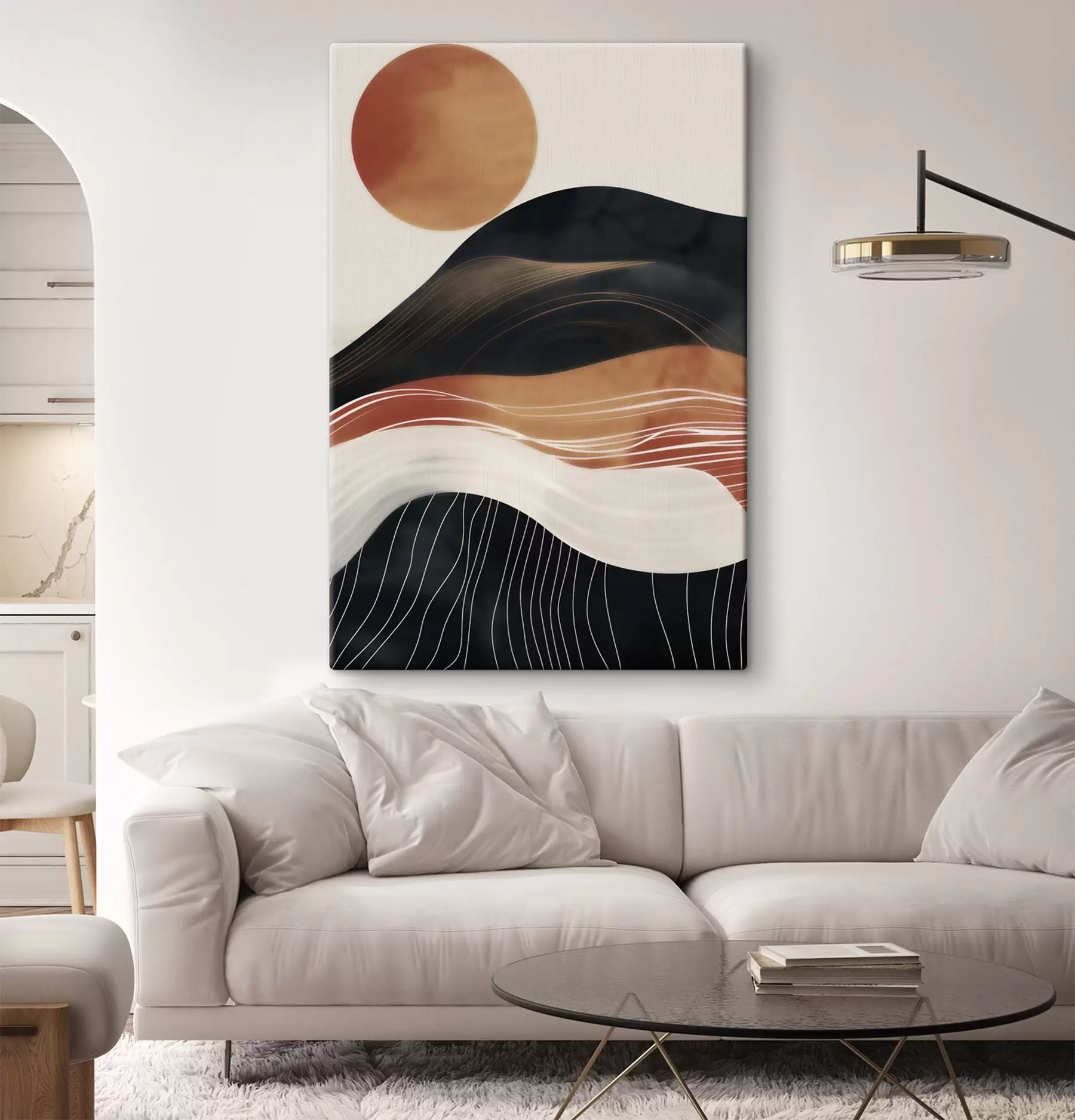 Tableau Paysage abstrait avec le soleil s49741