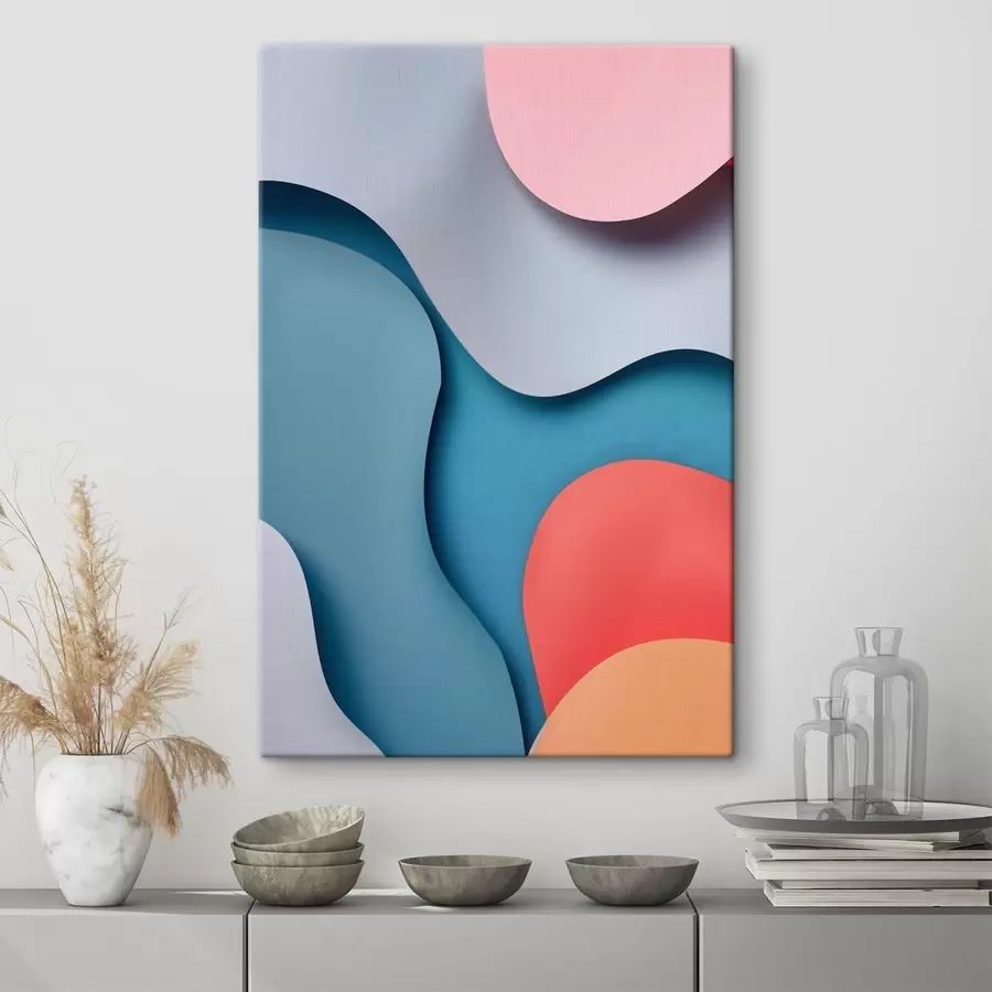 Tableau Abstraction volumétrique dans les tons bleus s49742