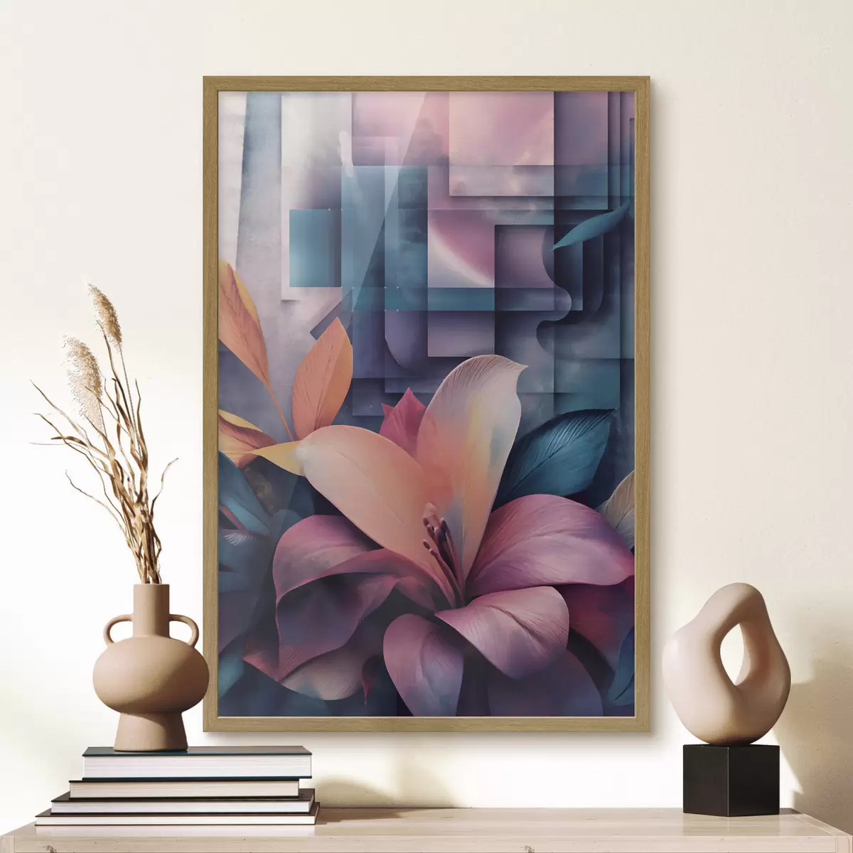 Poster Abstraction géométrique dans des tons lilas f49731