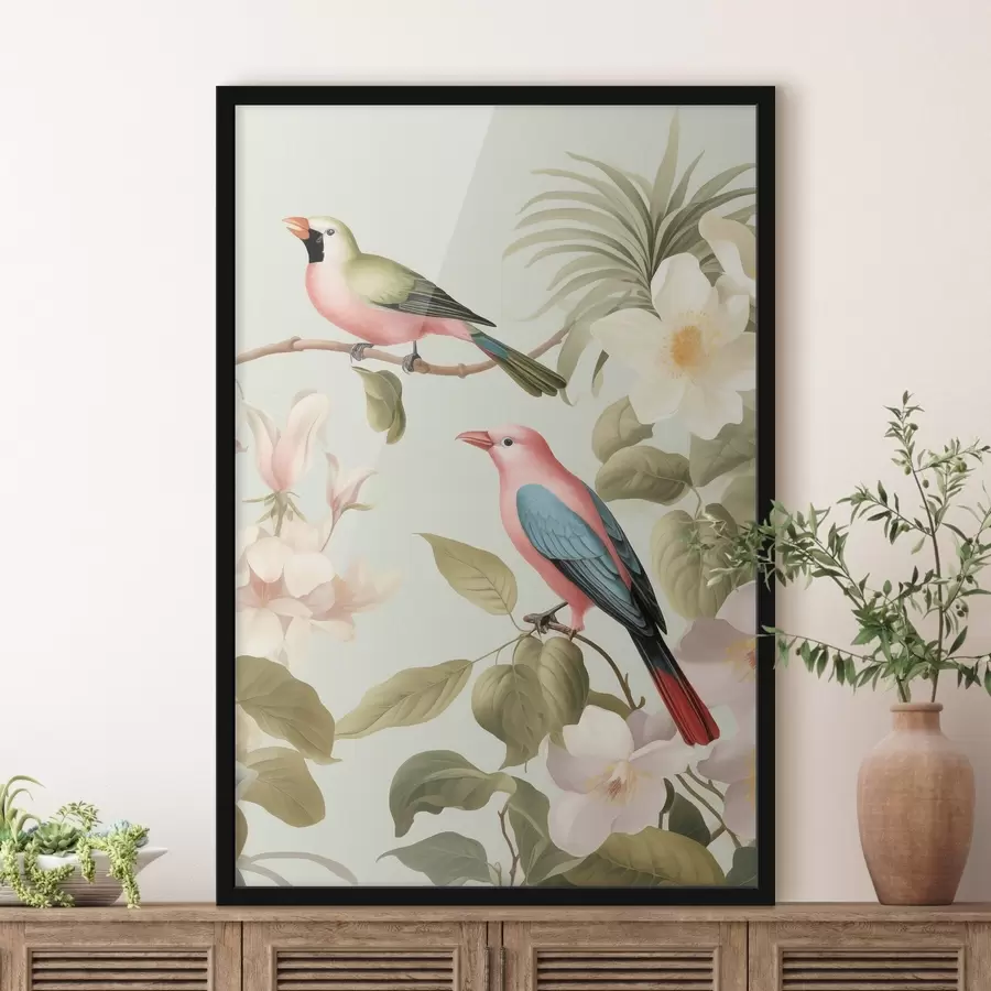 Papier peint Un colibri dans un jardin en fleurs f49733