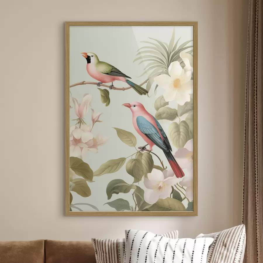 Papier peint Un colibri dans un jardin en fleurs f49733