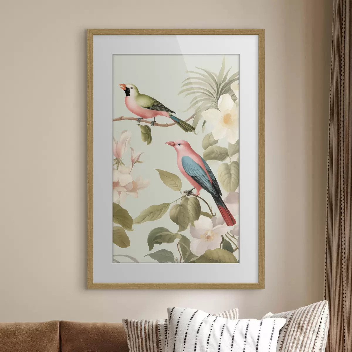 Poster Un colibri dans un jardin en fleurs f49733