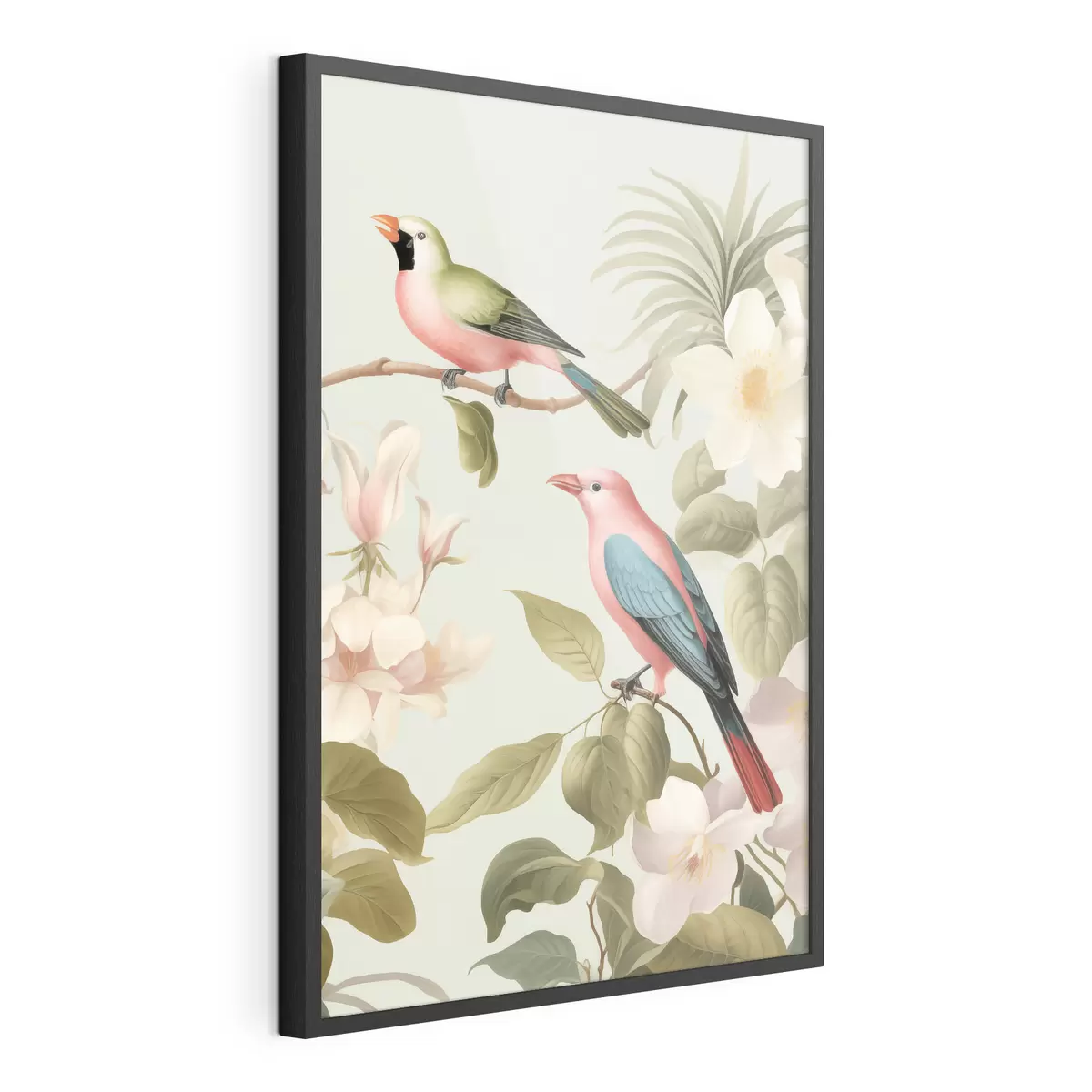 Poster Un colibri dans un jardin en fleurs f49733