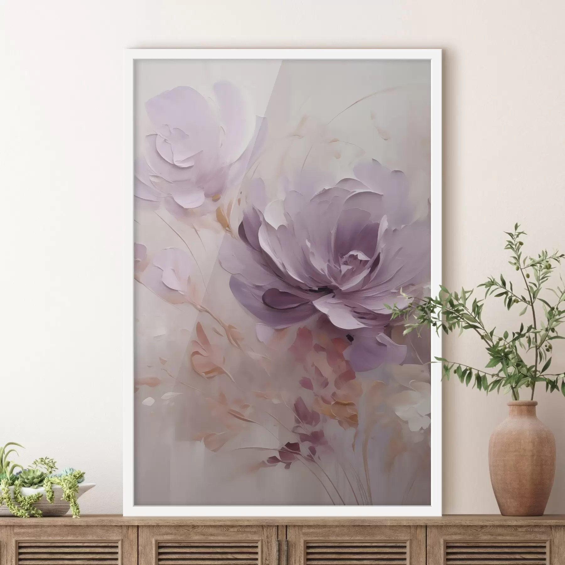 Papier peint Aquarelle représentant une pivoine lilas f49734