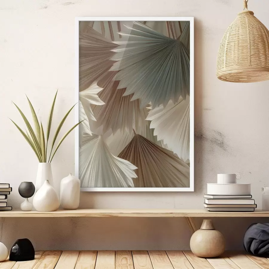 Papier peint Feuilles tropicales dans des tons beiges f49737