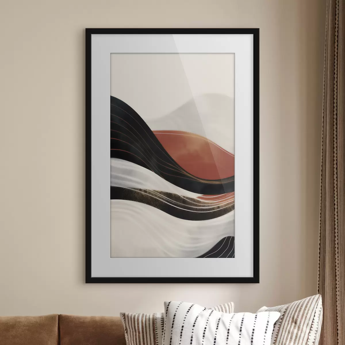 Poster Vagues abstraites en terre cuite f49740