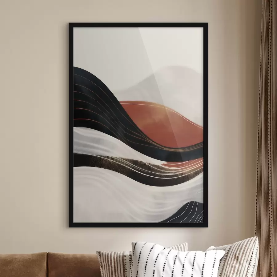 Papier peint Vagues abstraites en terre cuite f49740