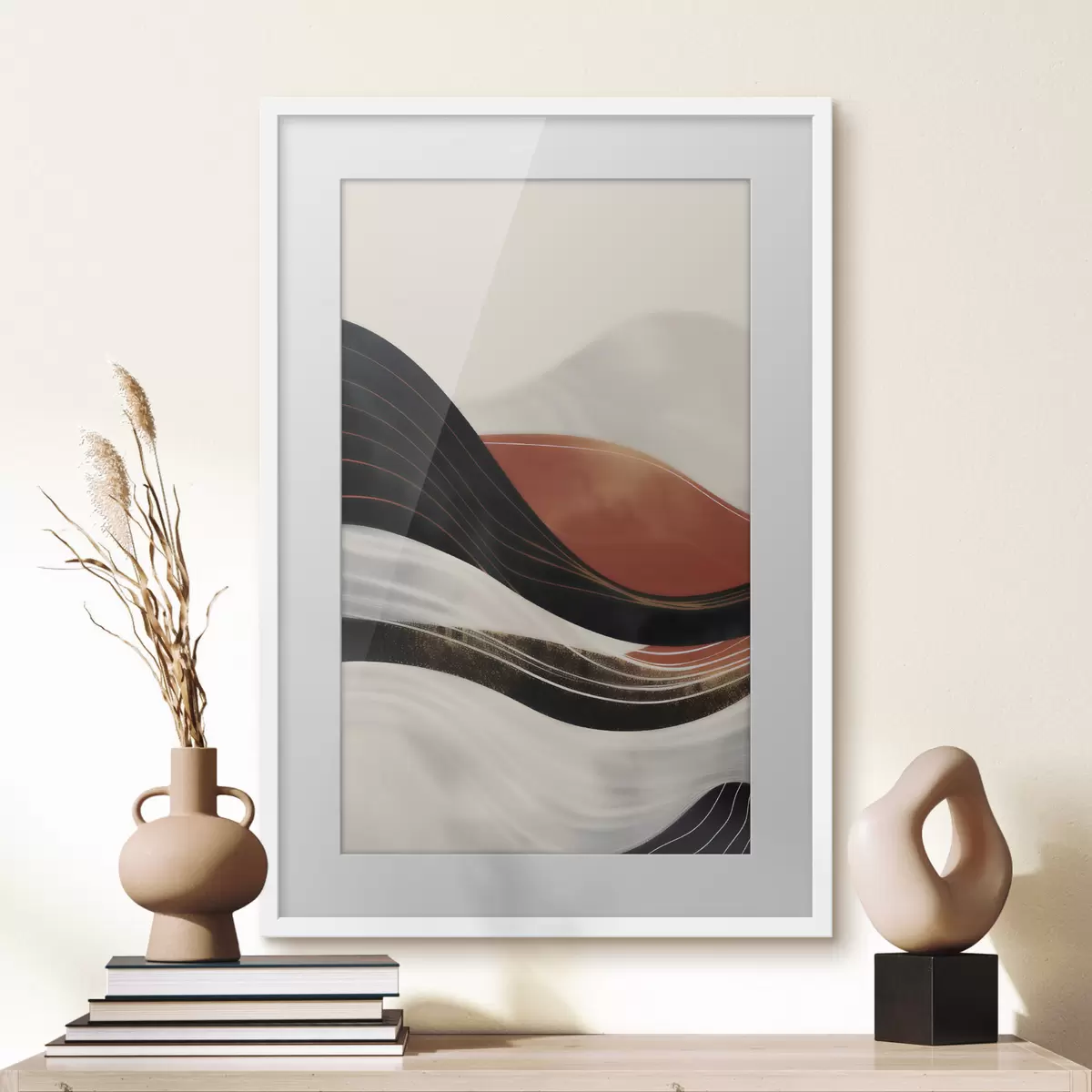 Poster Vagues abstraites en terre cuite f49740