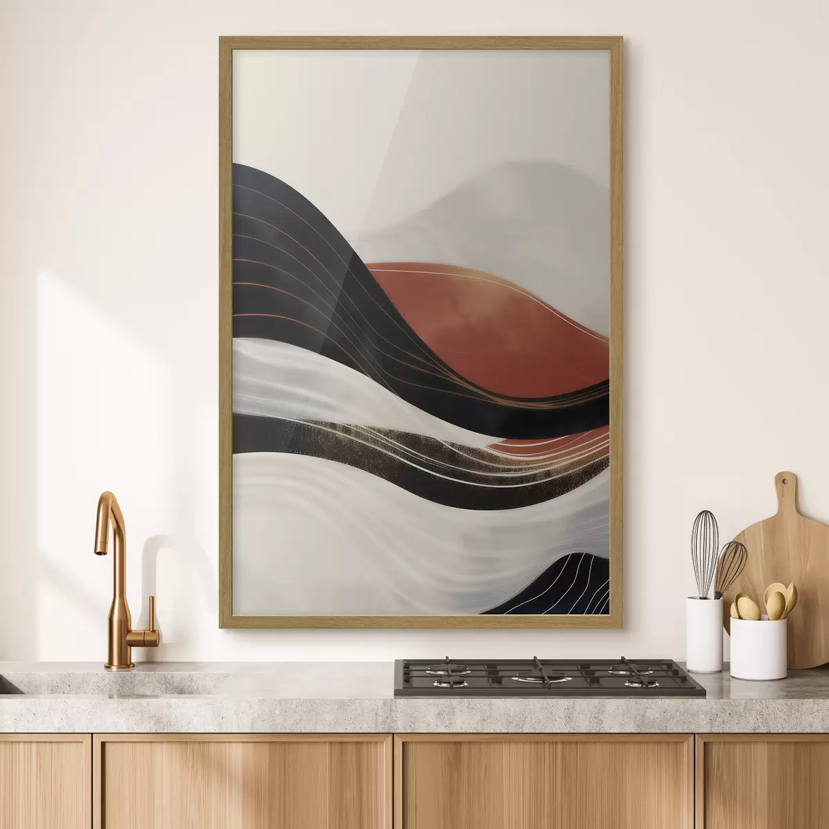 Poster Vagues abstraites en terre cuite f49740