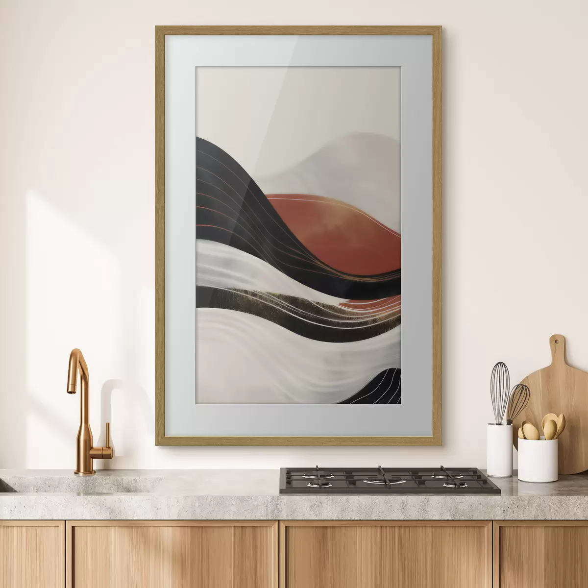 Poster Vagues abstraites en terre cuite f49740