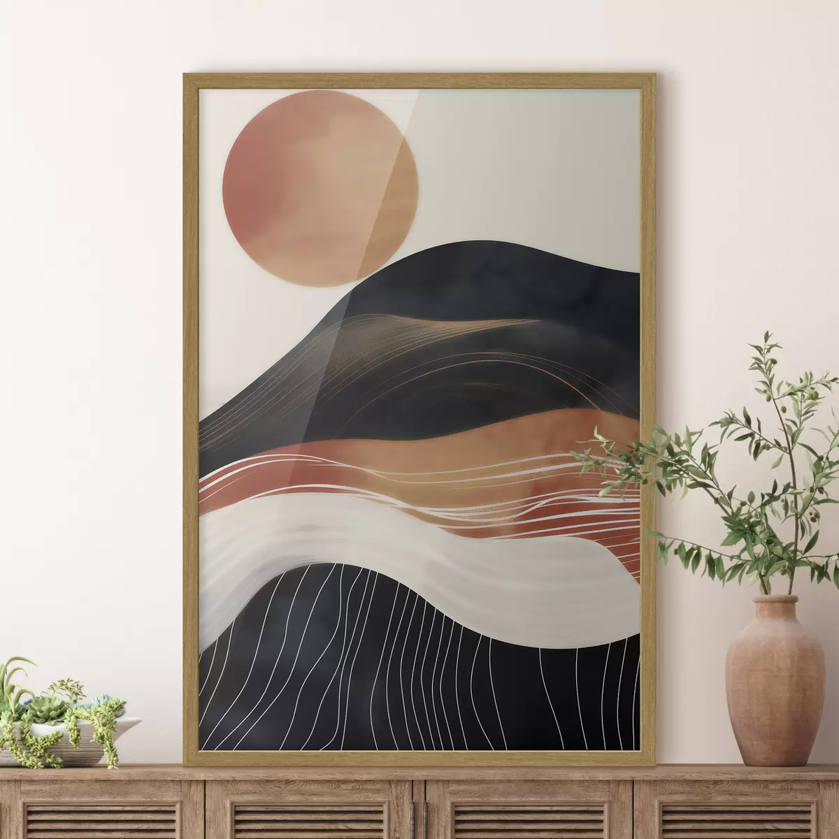 Poster Paysage abstrait avec le soleil f49741