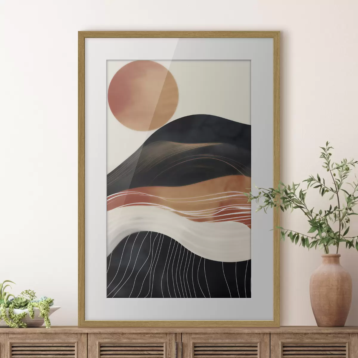 Poster Paysage abstrait avec le soleil f49741