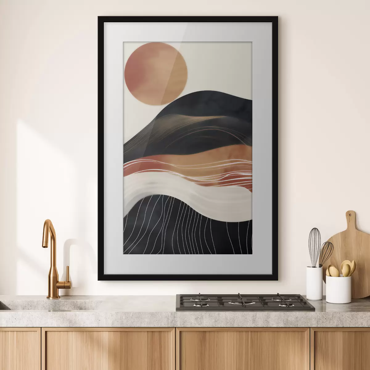 Poster Paysage abstrait avec le soleil f49741
