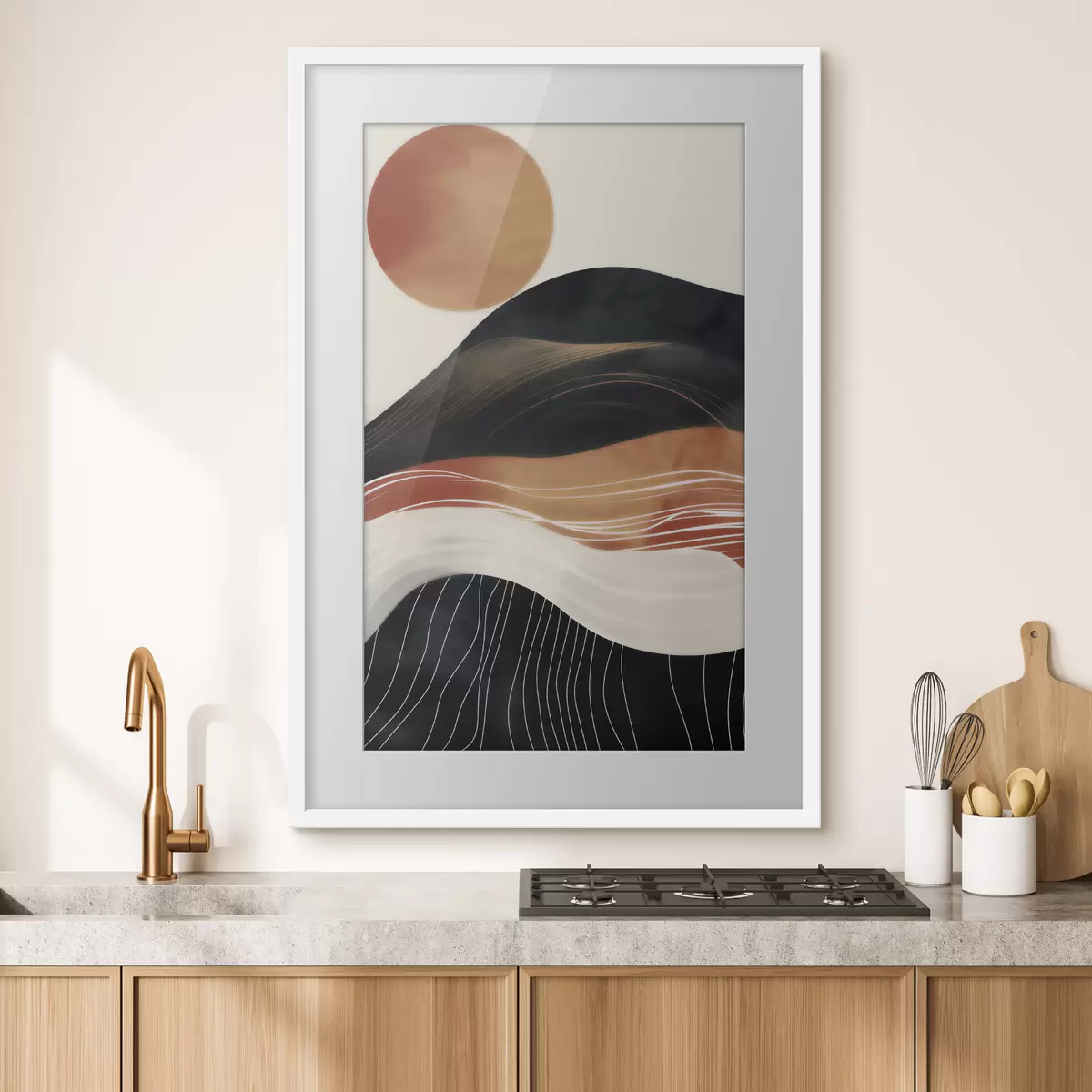 Poster Paysage abstrait avec le soleil f49741