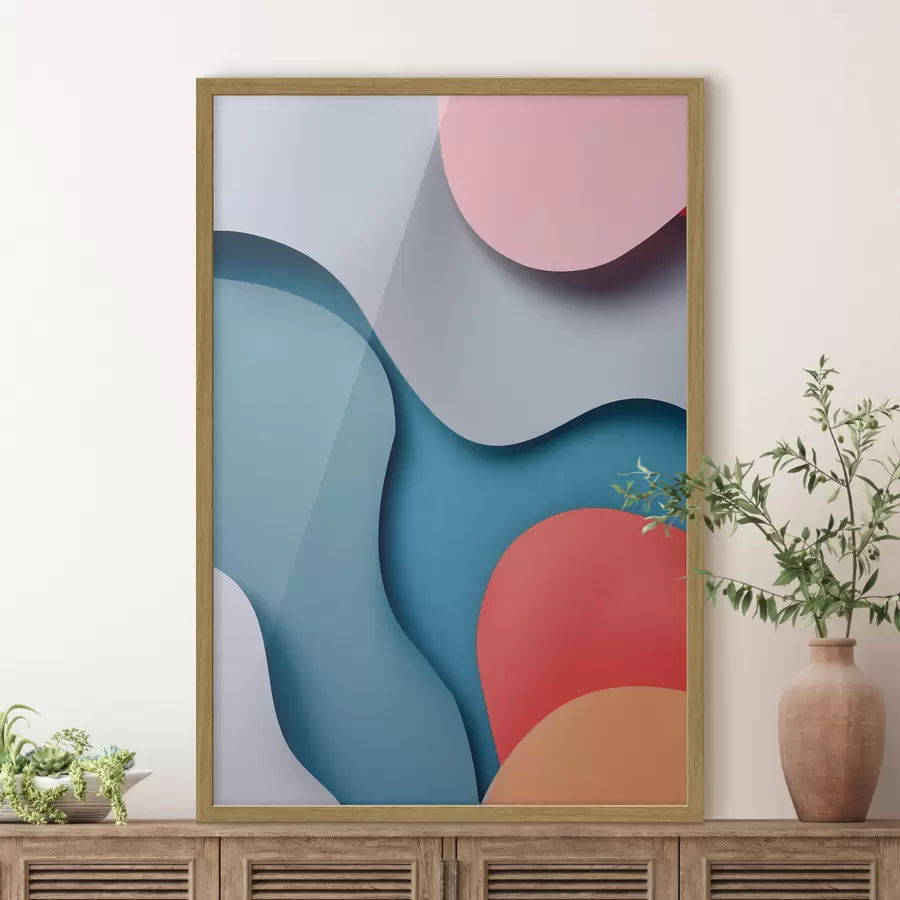 Papier peint Abstraction volumétrique dans les tons bleus f49742