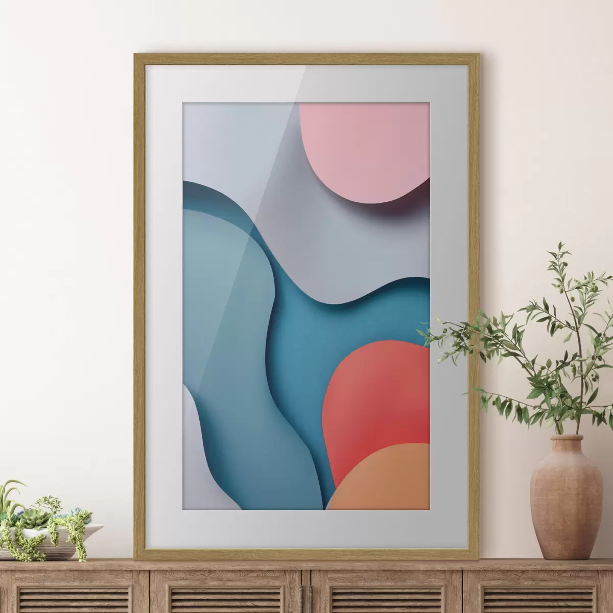 Poster Abstraction volumétrique dans les tons bleus f49742