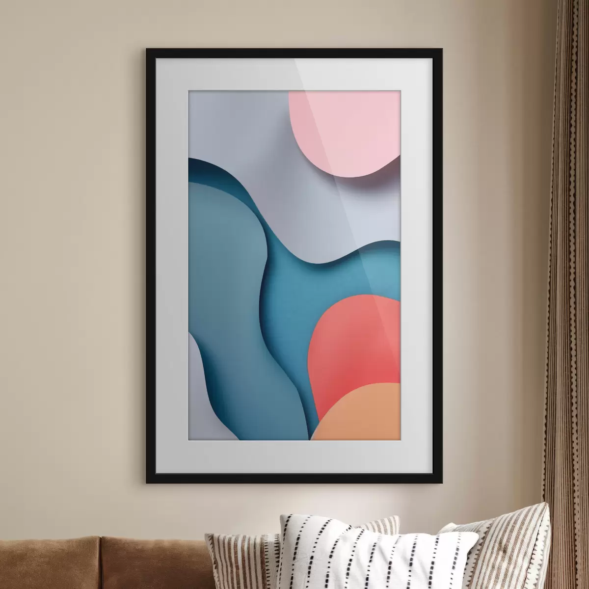 Poster Abstraction volumétrique dans les tons bleus f49742