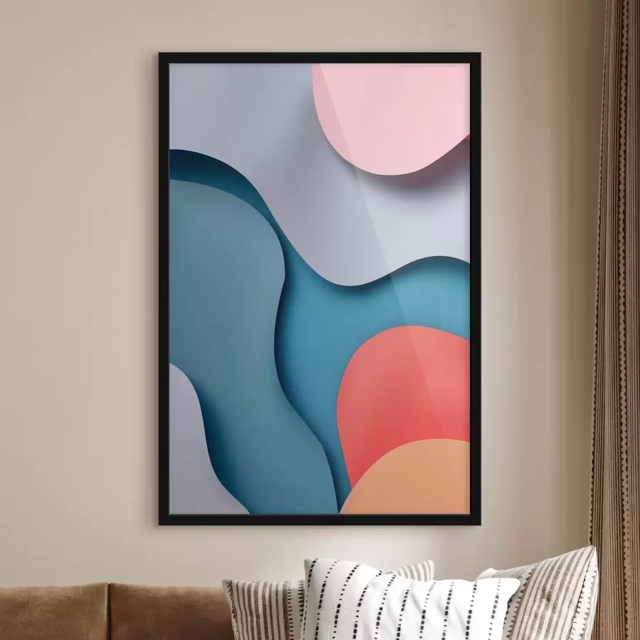Papier peint Abstraction volumétrique dans les tons bleus f49742