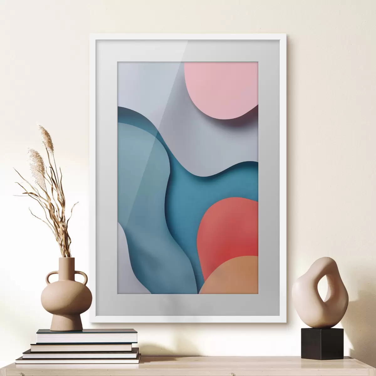 Poster Abstraction volumétrique dans les tons bleus f49742