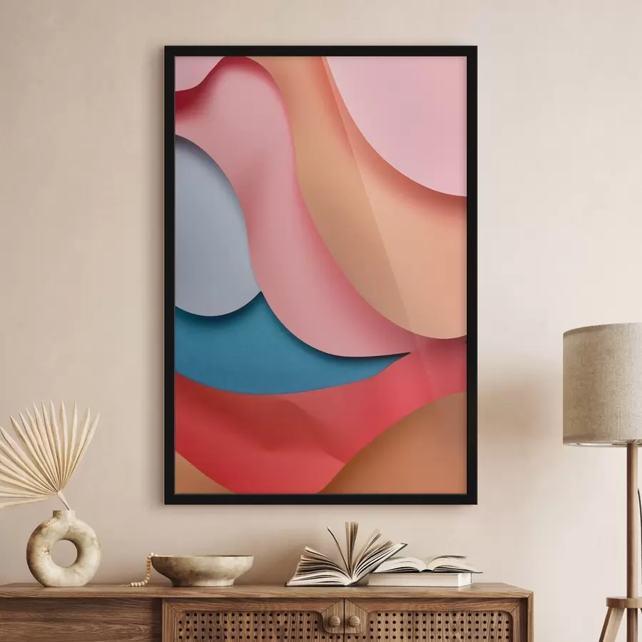 Papier peint Abstraction volumétrique dans les tons corail f49743