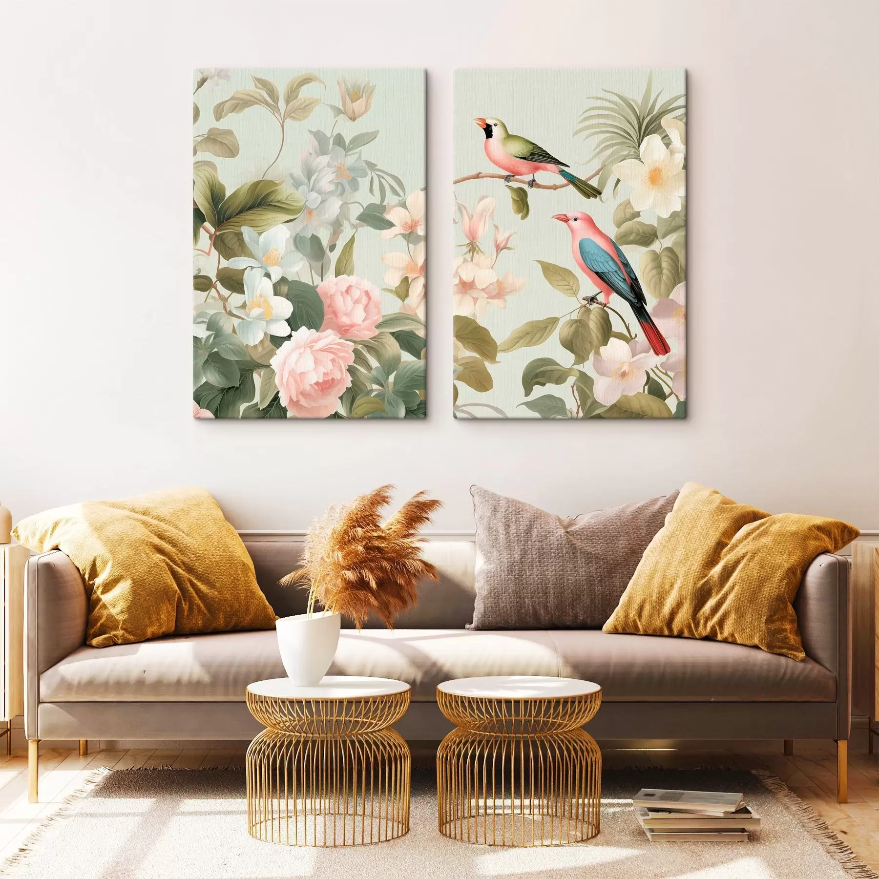 Tableau Un colibri parmi les roses en fleurs m30660