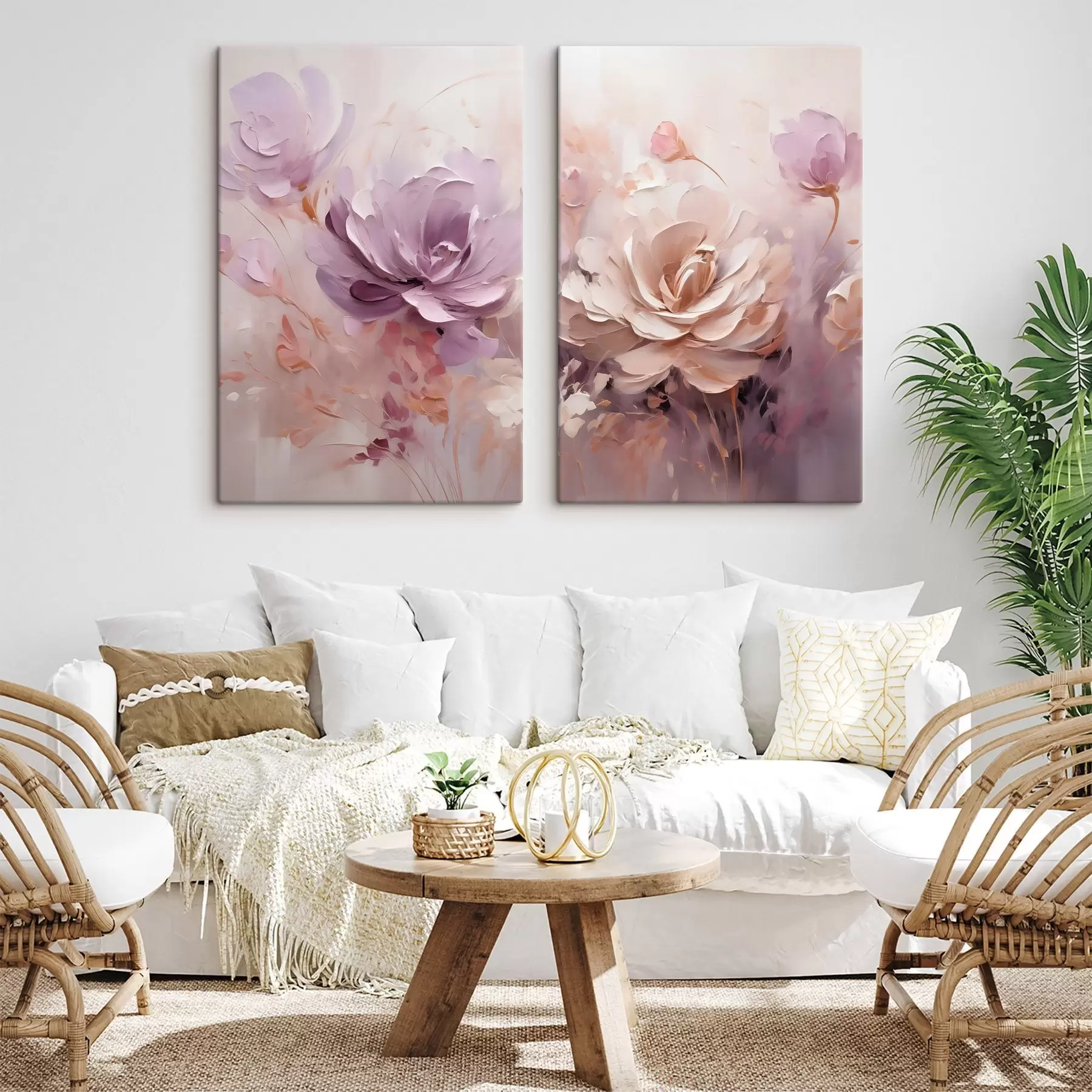 Tableau Délicates pivoines aquarelles m30661