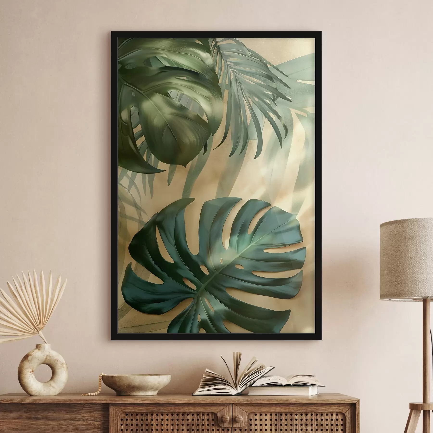 Papier peint Monstera et feuillages tropicaux f49552