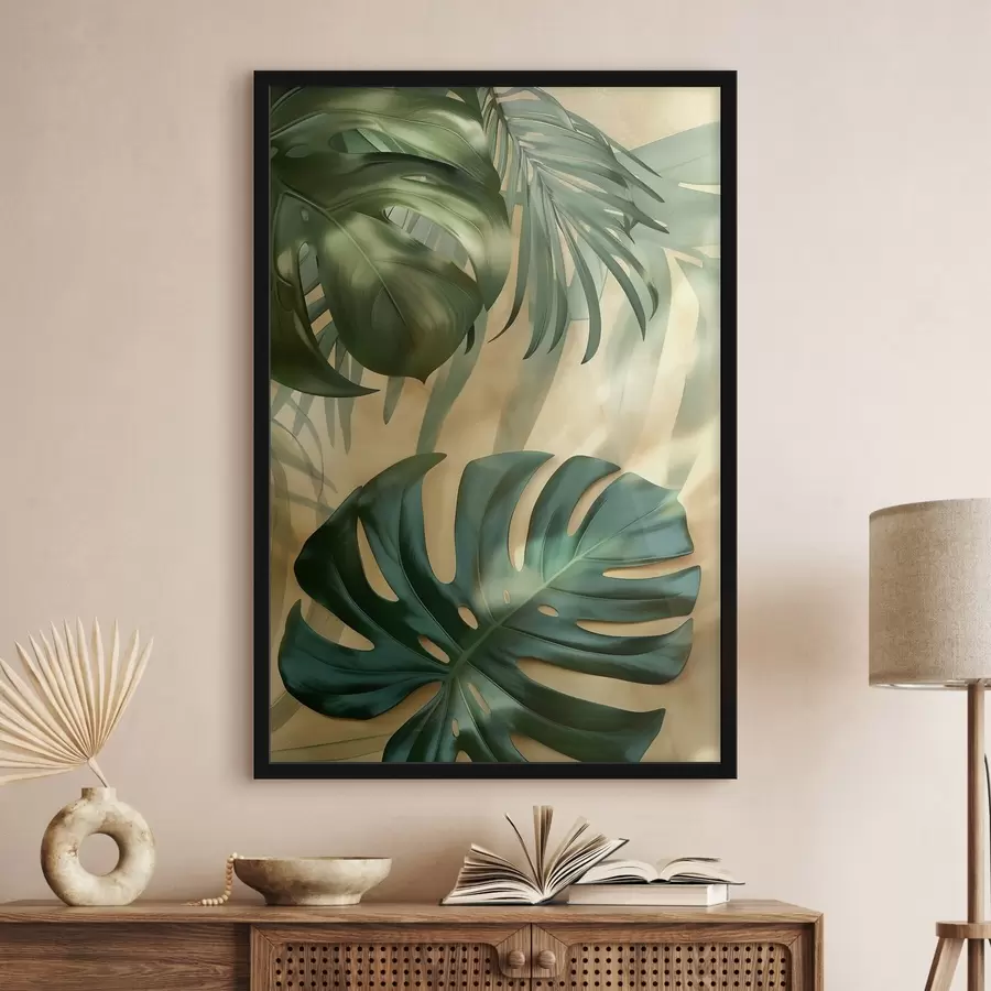 Papier peint Monstera et feuillages tropicaux f49552