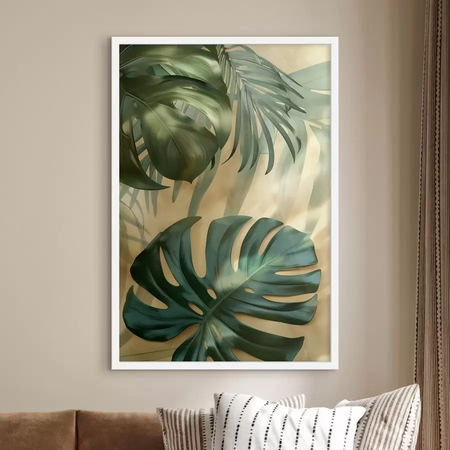 Papier peint Monstera et feuillages tropicaux f49552