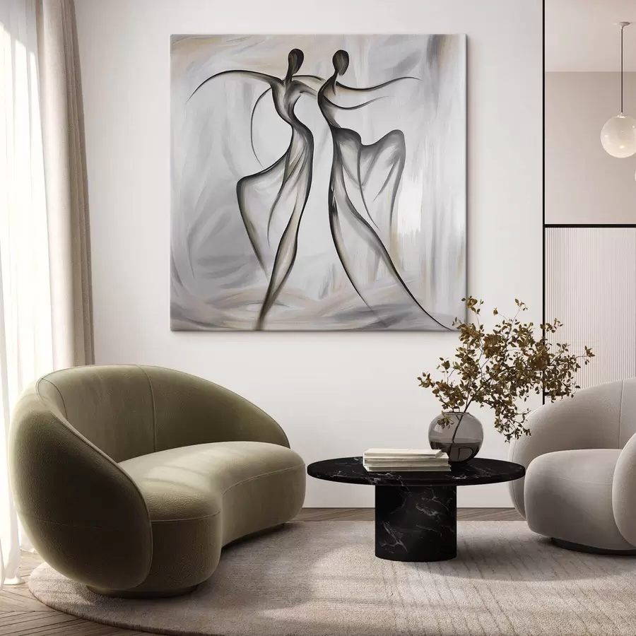 Tableau Couple de danseurs abstrait s49700