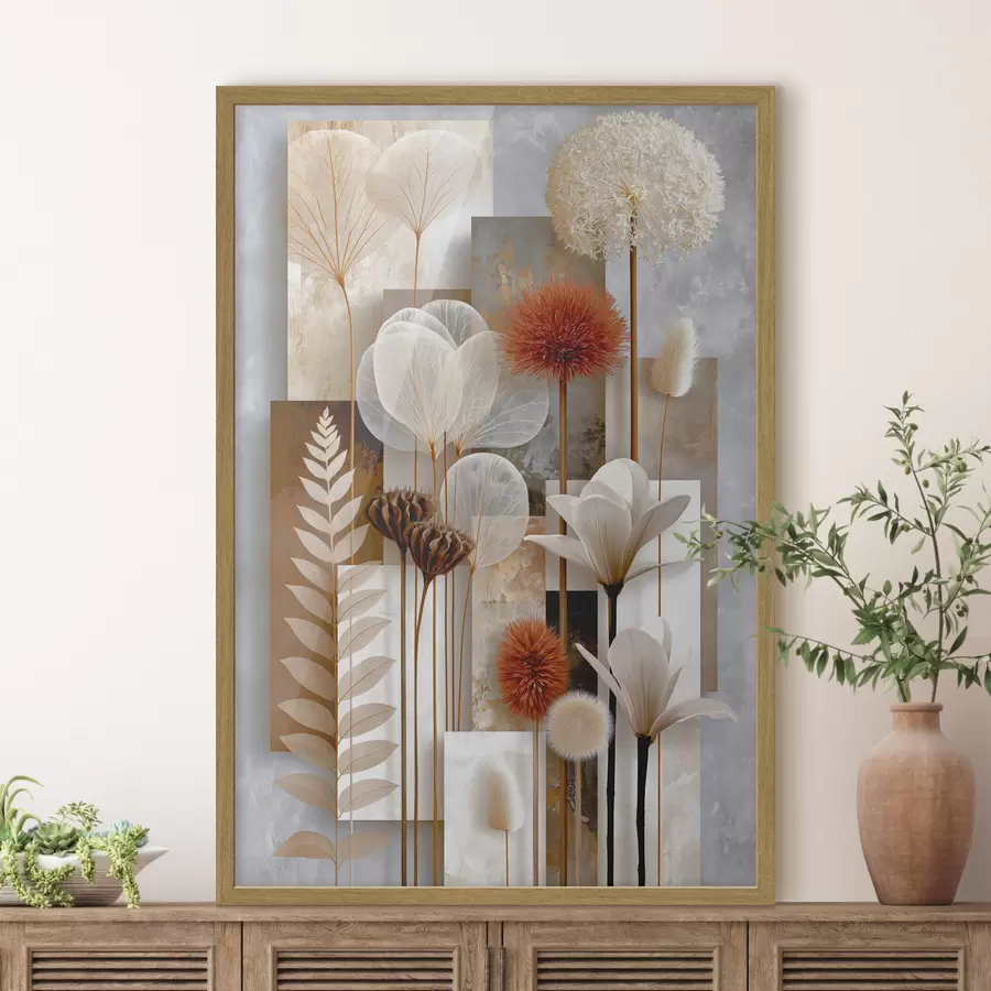 Papier peint Fleurs entre les rayures f49705