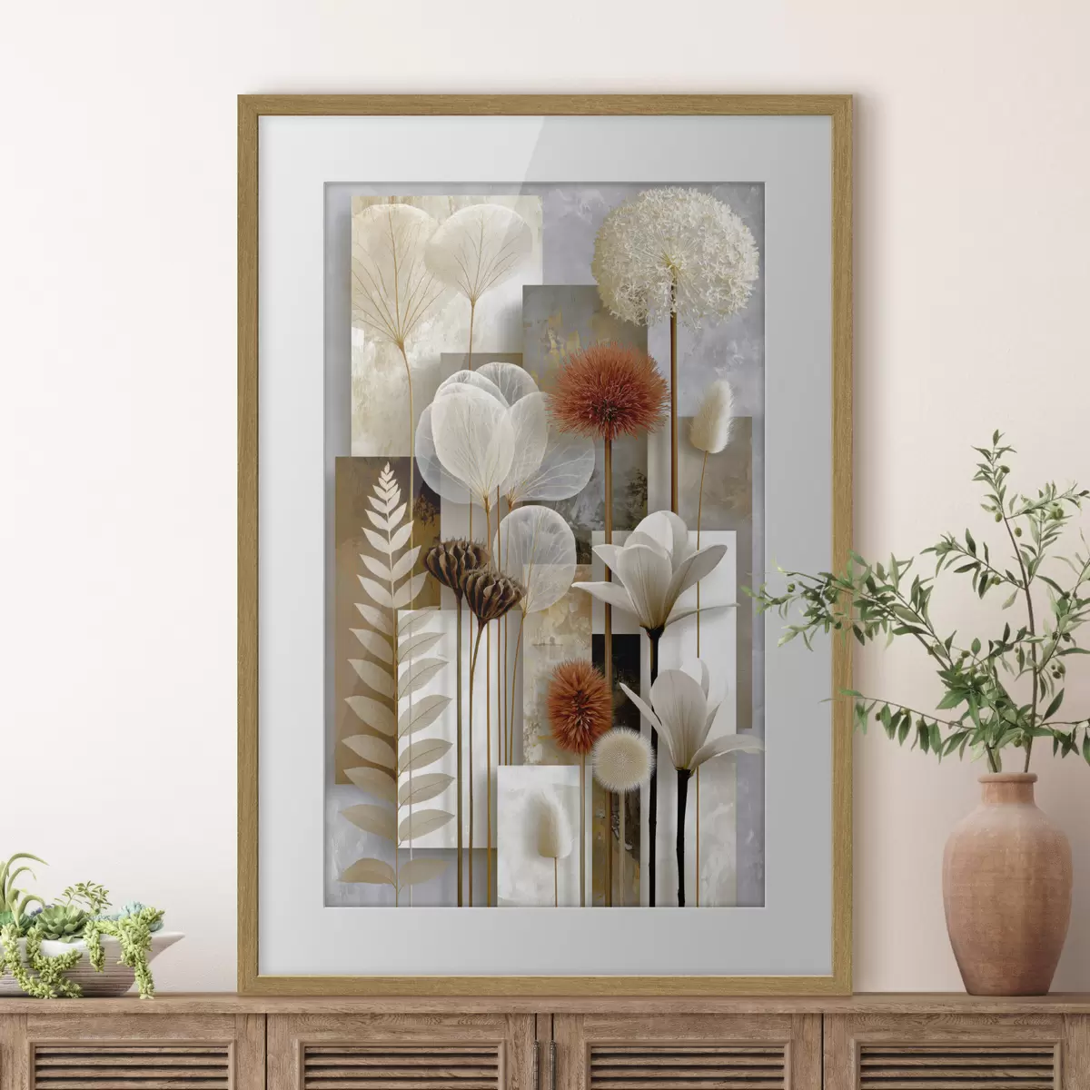 Poster Fleurs entre les rayures f49705
