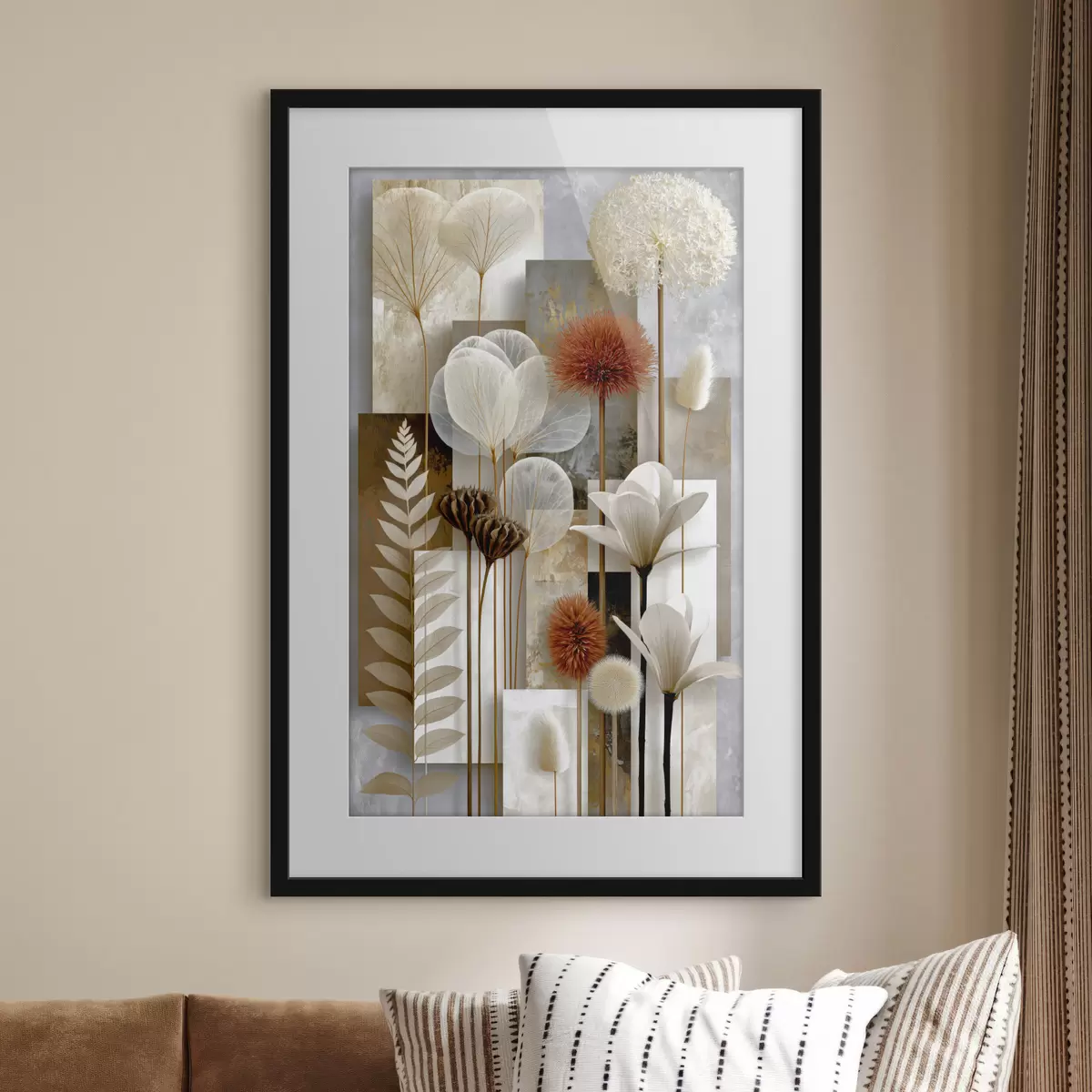 Poster Fleurs entre les rayures f49705