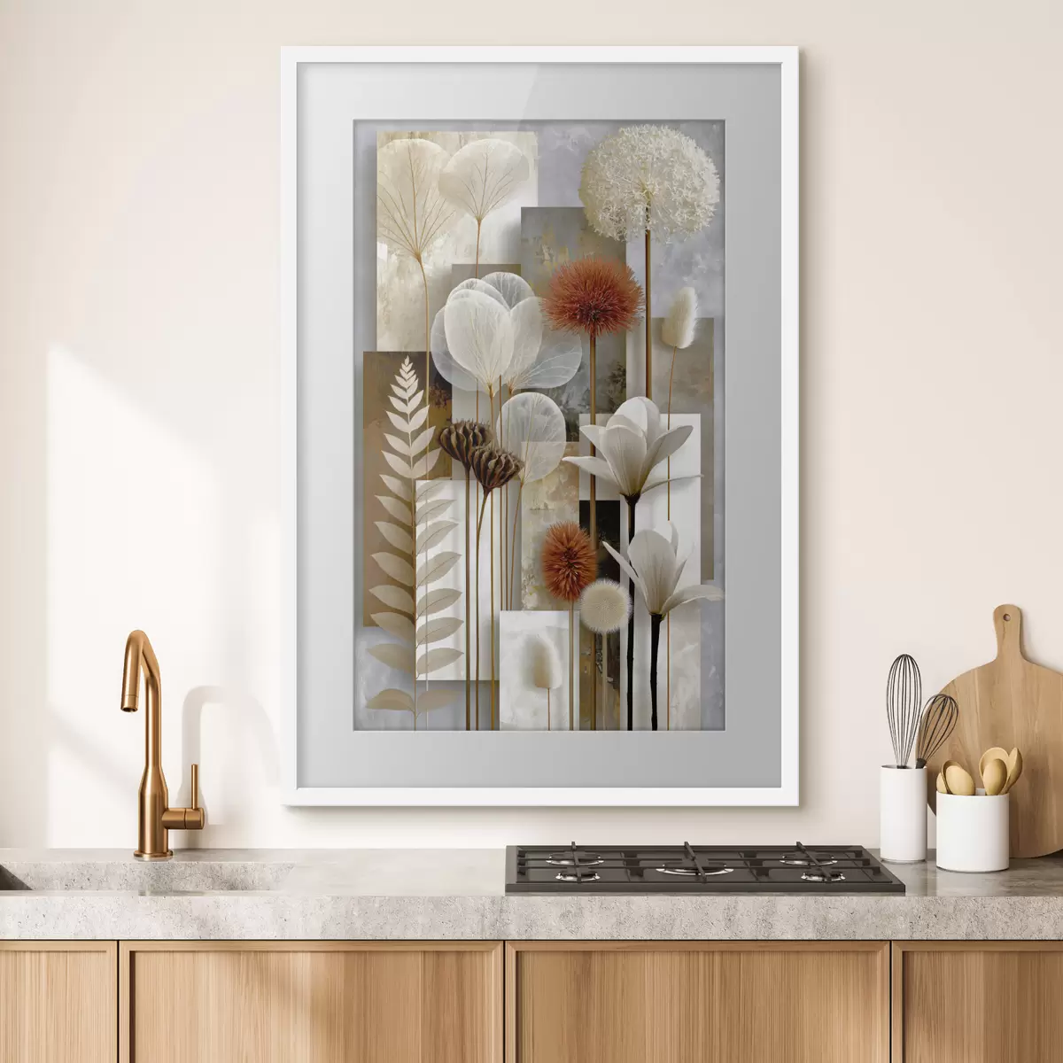 Poster Fleurs entre les rayures f49705