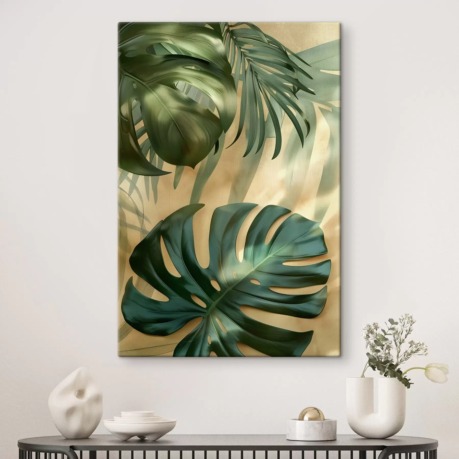 Tableau Monstera et feuillages tropicaux s49552