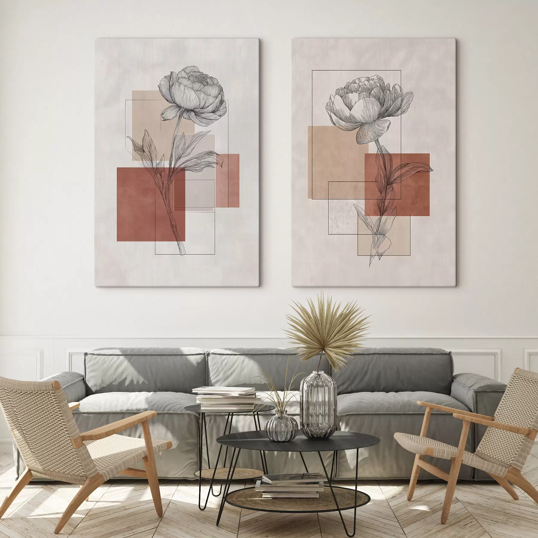 Tableau Pivoine géométrique m30706