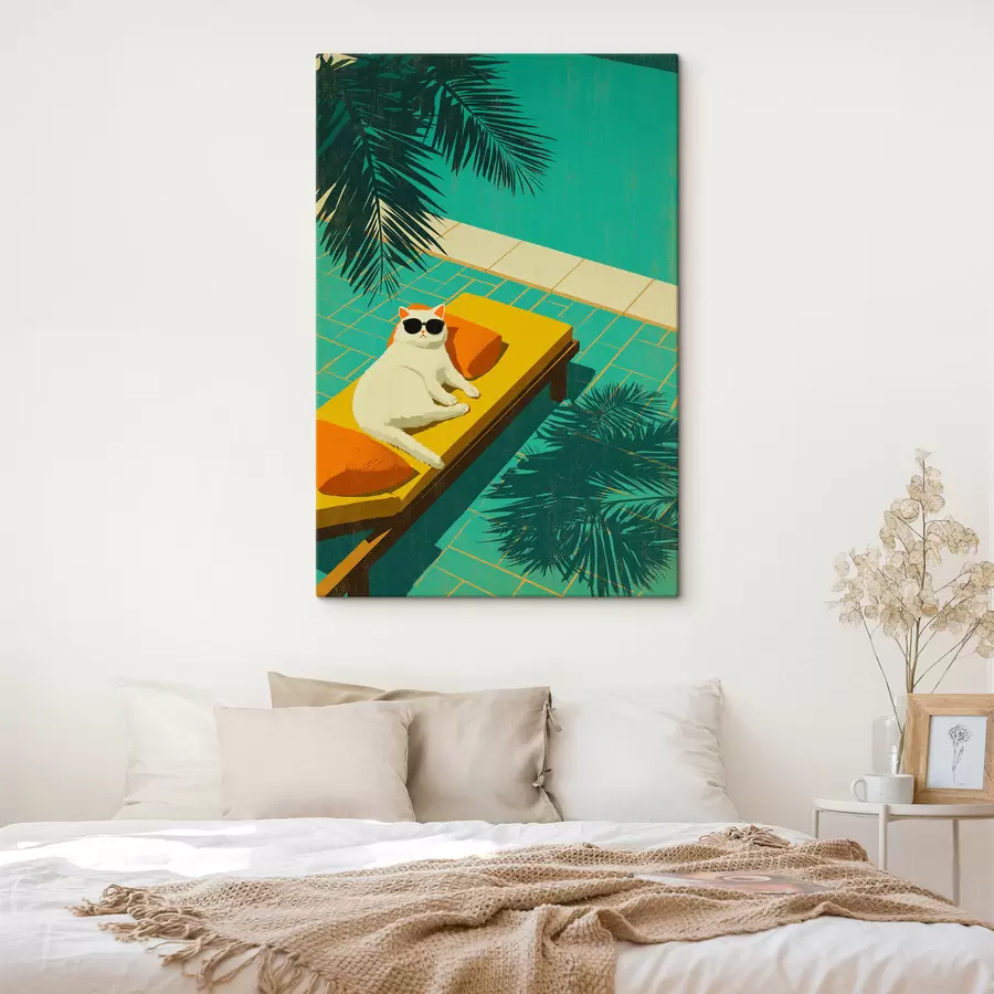 Tableau Un chat au bord de la piscine s49834