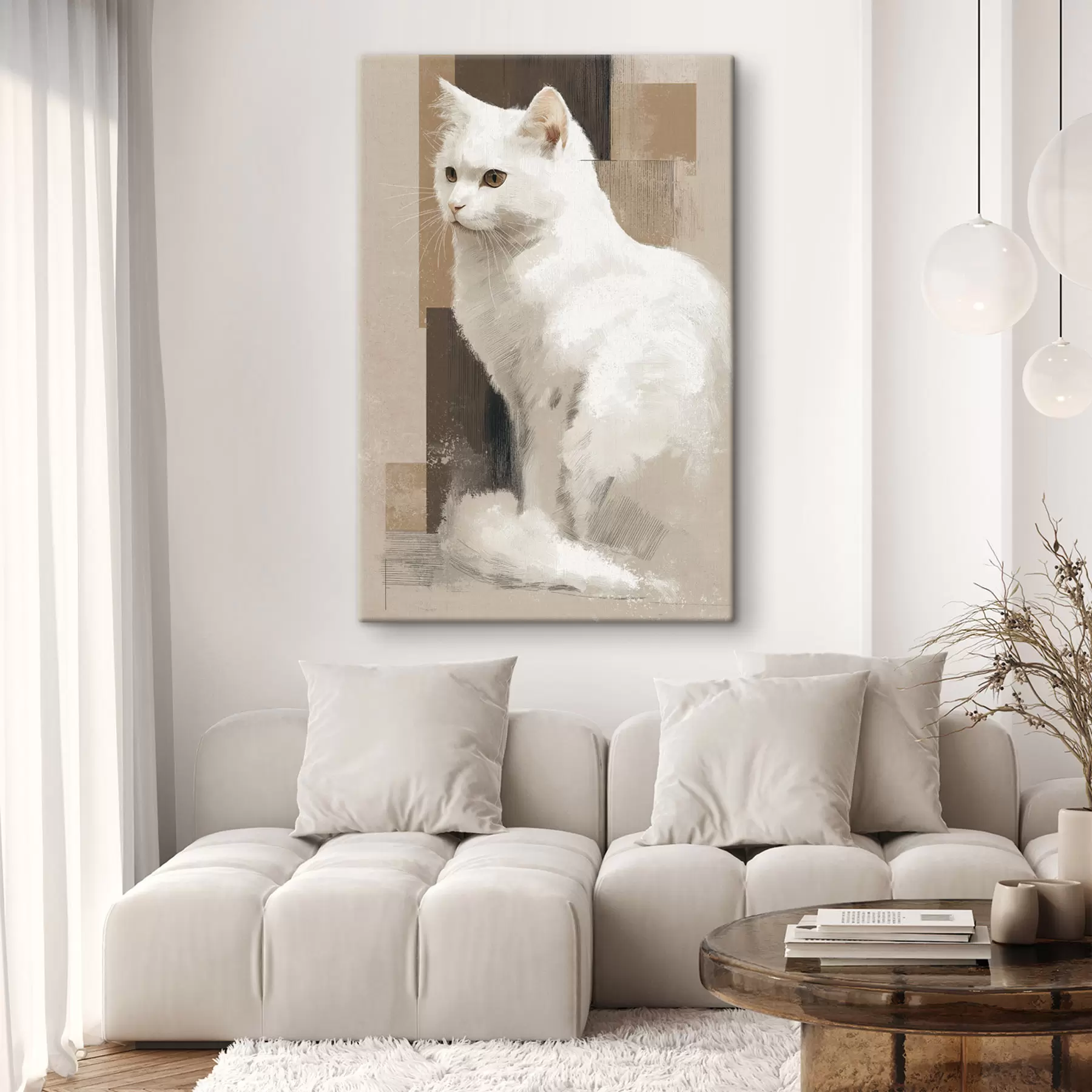 Tableau Chat blanc s49837