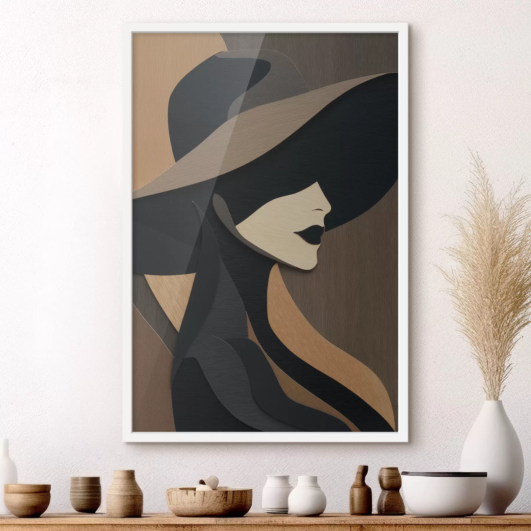 Papier peint Silhouette d'une femme au chapeau f49824