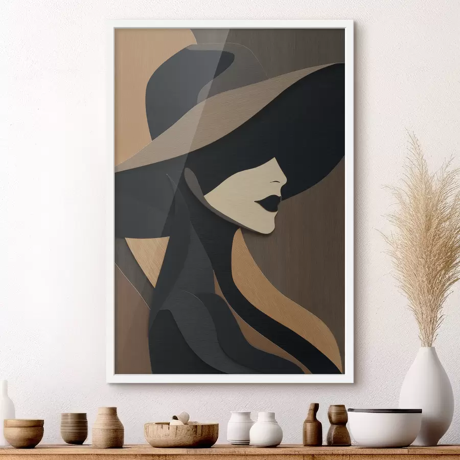 Papier peint Silhouette d'une femme au chapeau f49824