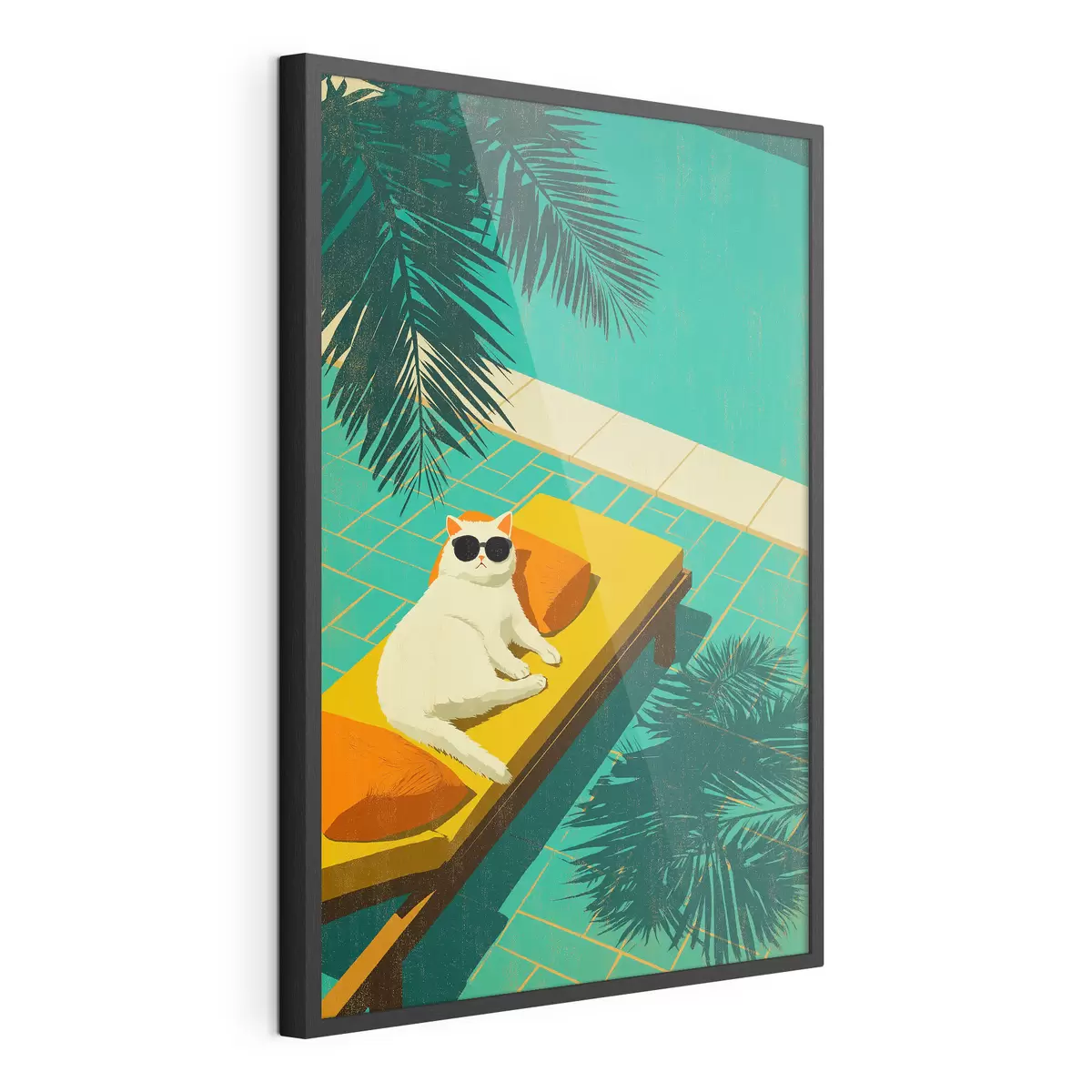 Poster Un chat au bord de la piscine f49834
