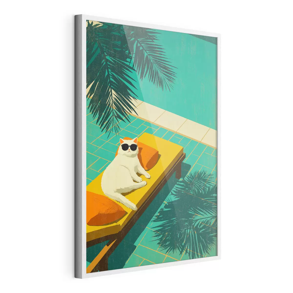 Poster Un chat au bord de la piscine f49834